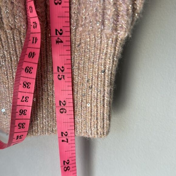 Lily Brown Pink Sparkle Cropped Ribbed Knit Cardigan - Picture 11 of 11